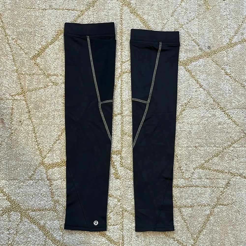 lululemon athletica Black Arm Sleeves with White Reflective Stripes